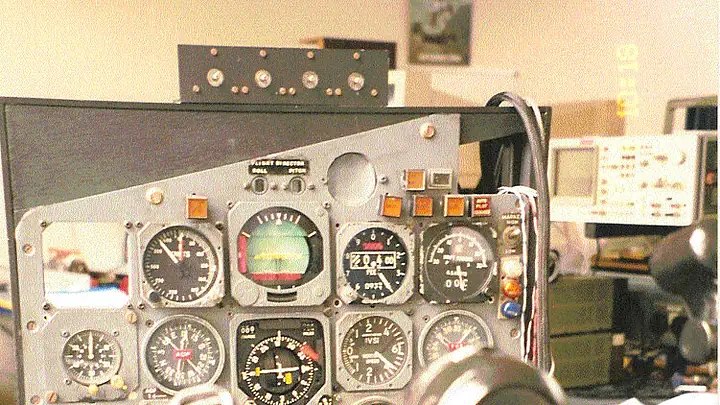 727 cockpit instrument panel with dials in a university lab